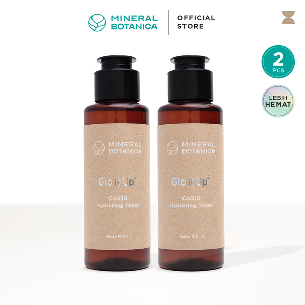 Mineral Botanica Glo It Up Coq10 Hydrating Facial Toner 100ml Twinpack (Antioksidan/Anti Aging/Mencerahkan)