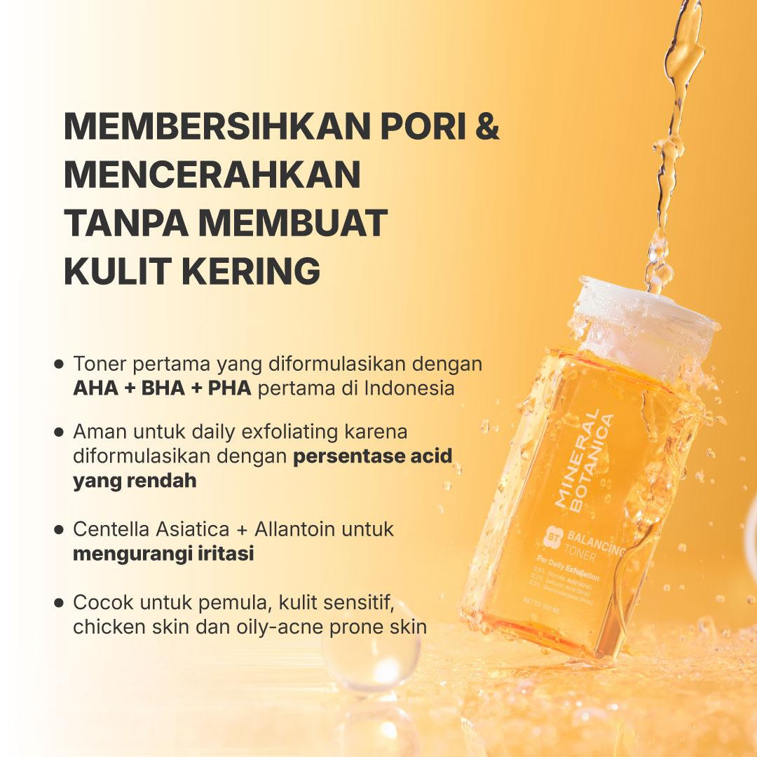 Mineral Botanica Balancing Toner AHA BHA PHA - Daily Exfoliating Toner for Sensitive Skin