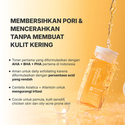 Mineral Botanica Balancing Toner AHA BHA PHA - Daily Exfoliating Toner for Sensitive Skin