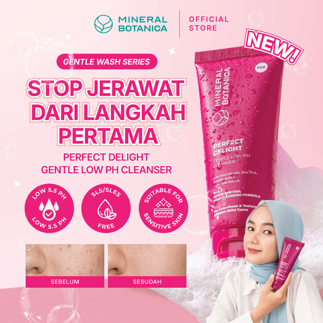 Mineral Botanica Perfect Delight Gentle Cleanser Low pH – Non-SLS/SLES untuk Kulit Acne-Prone