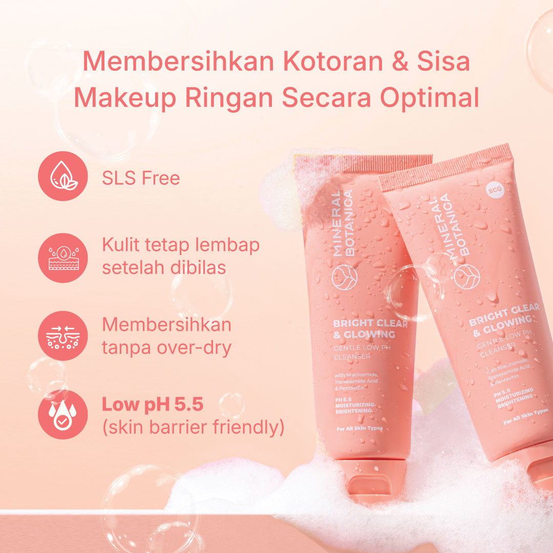 Mineral Botanica Bright Clear & Glowing Cleanser Low pH 5.5 – Gentle Facial Wash