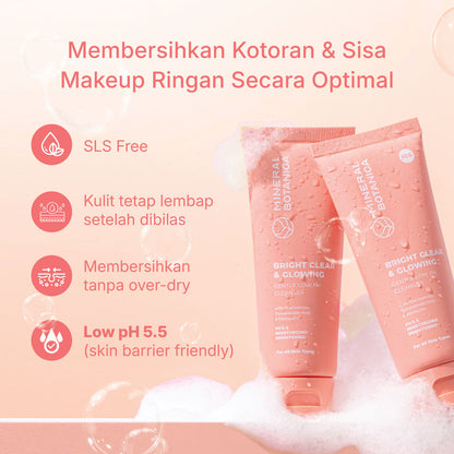 Mineral Botanica Bright Clear & Glowing Cleanser Low pH 5.5 – Gentle Facial Wash