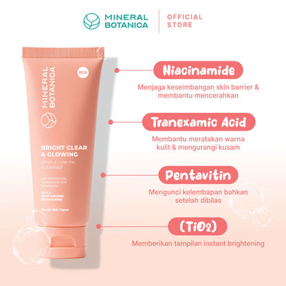 Mineral Botanica Bright Clear & Glowing Cleanser Low pH 5.5 – Gentle Facial Wash